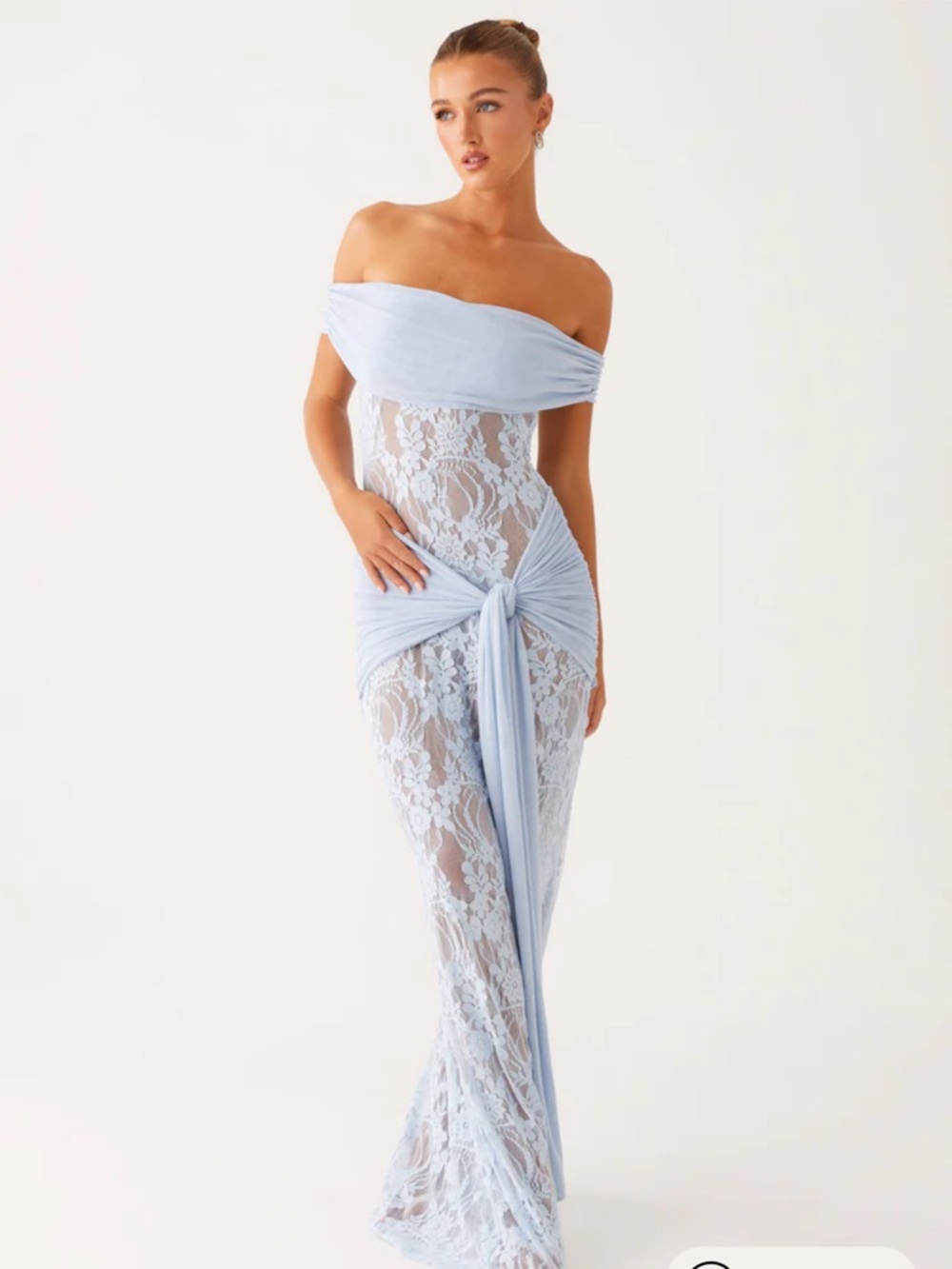 Peppermayo Grace Twist Maxi Dress Lace Light Blue Prom Size 6